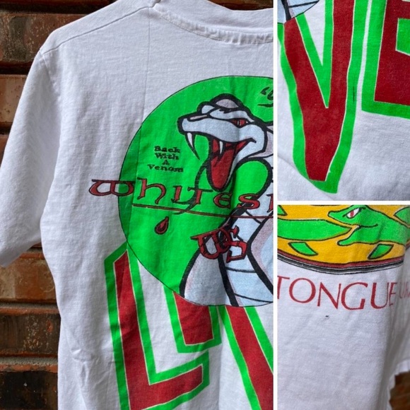 Vintage 90s Whitesnack Live Slip Of The Tongue Concert Tour T-Shirt Band Size M - Picture 4 of 4